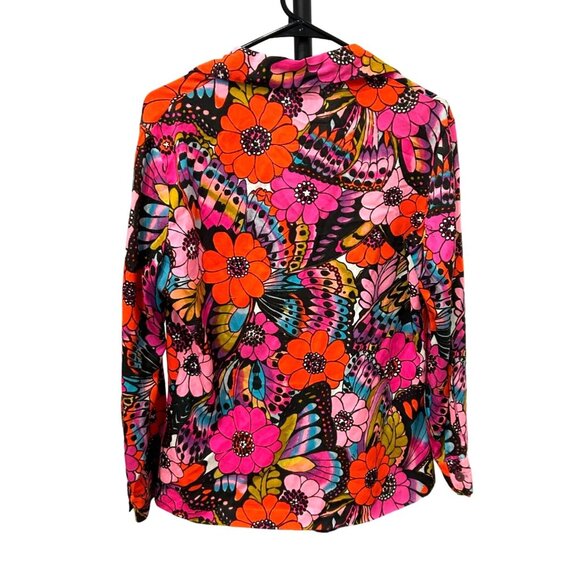 Vintage 1970s Jodi Stevens California Floral Butterfly Psychedelic Blouse - Picture 2 of 9